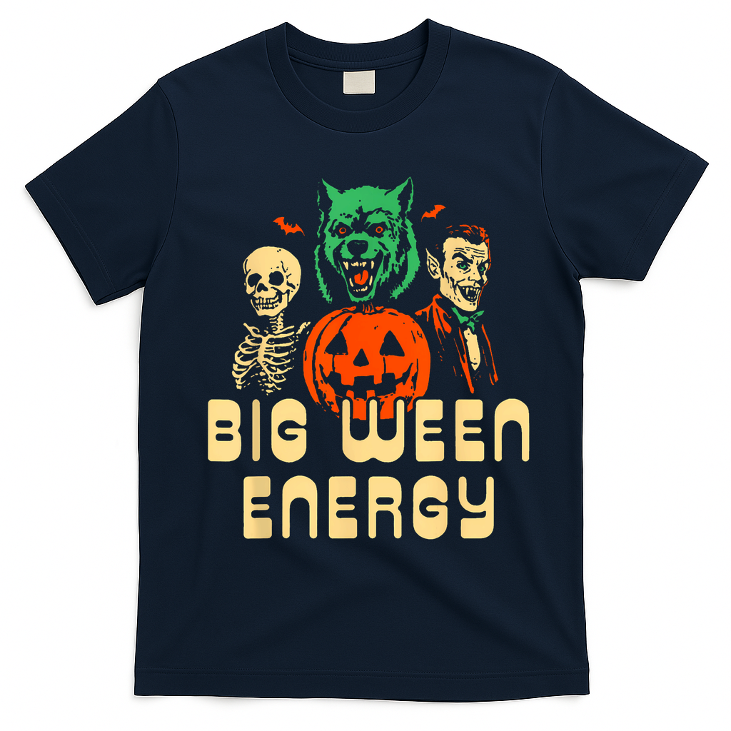 Funny Halloween Big Ween Energy T-Shirt - Navy Blue