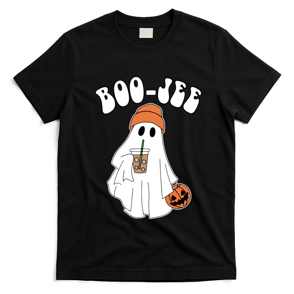 Funny Halloween Boo Jee Ghost Ing Coffee Cool Gift T-Shirt - Black