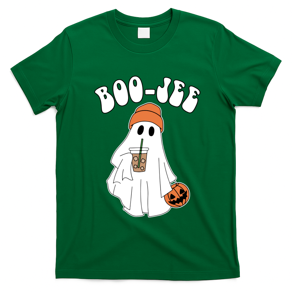 Funny Halloween Boo Jee Ghost Ing Coffee Cool Gift T-Shirt - Irish Green