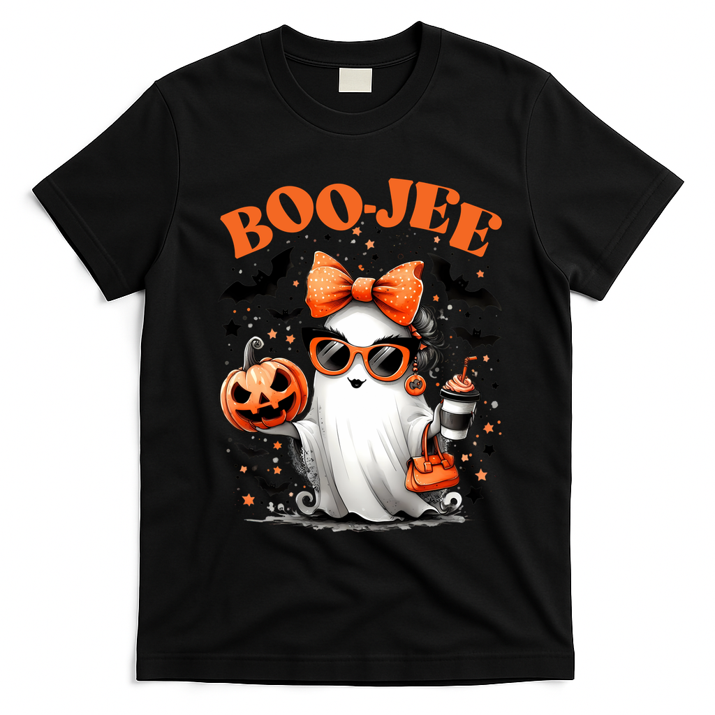 Funny Halloween Boojee Cute Ghost T-Shirt - Black