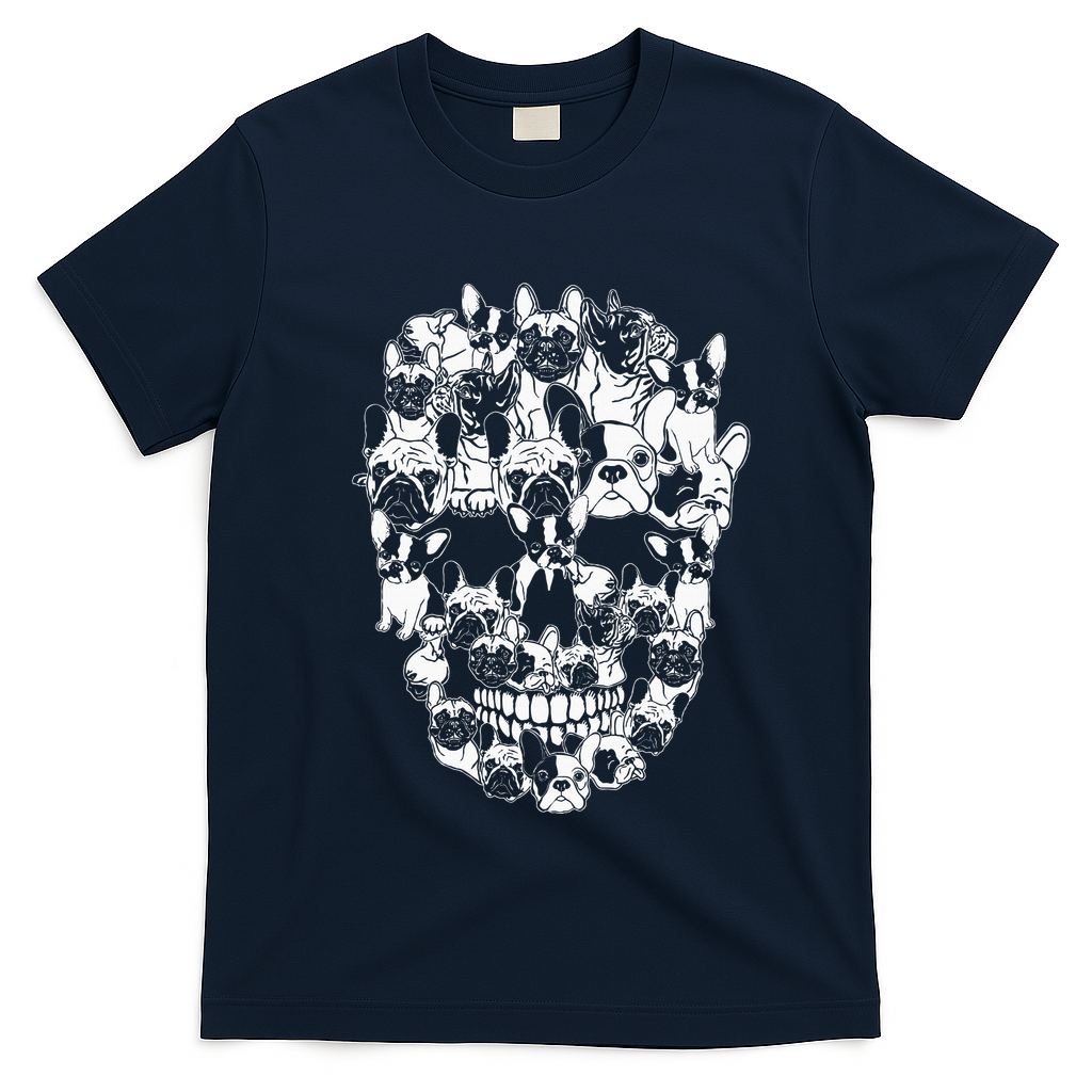 Funny Halloween Costume Skull French Bulldog Dog Lover T-Shirt - Navy Blue