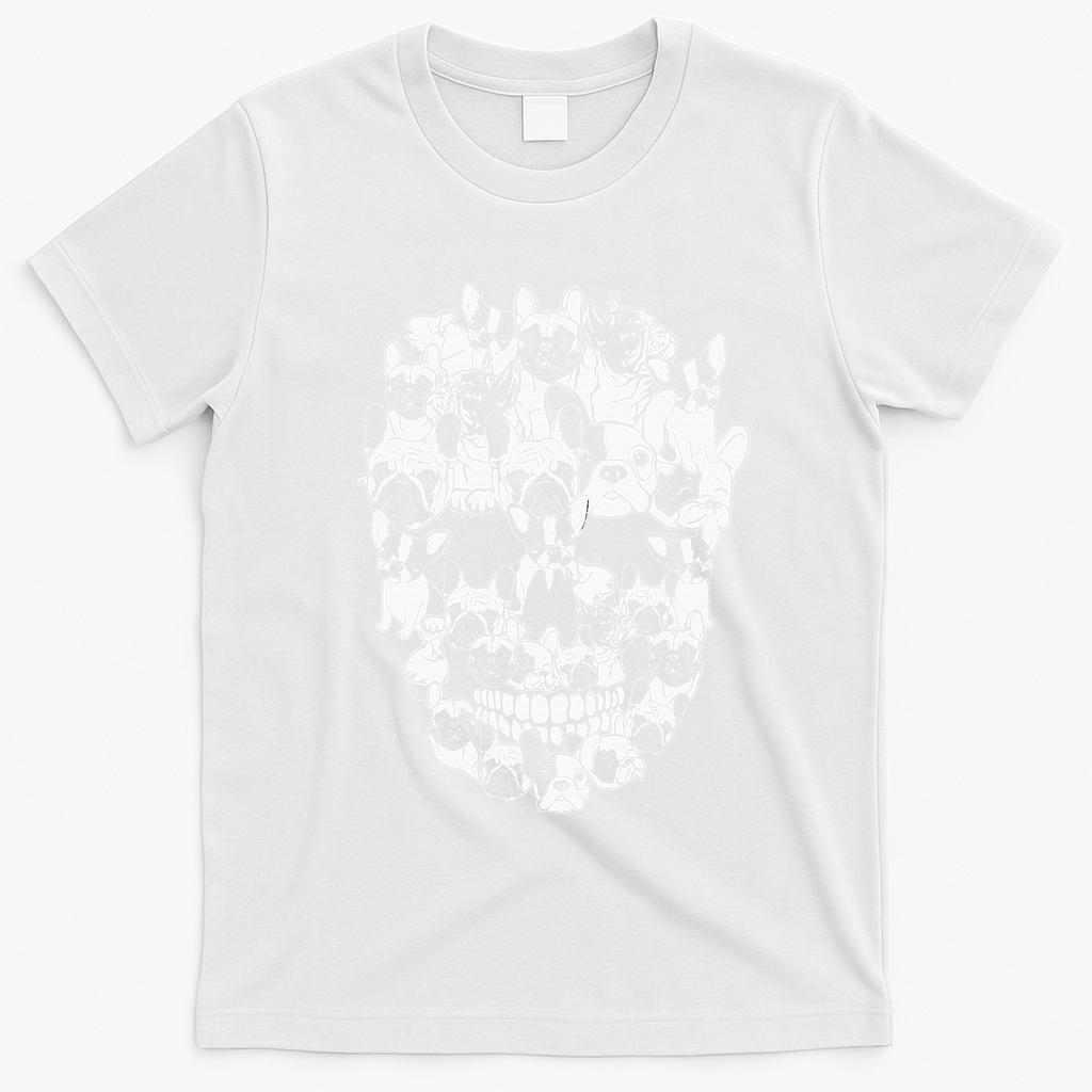 Funny Halloween Costume Skull French Bulldog Dog Lover T-Shirt - White