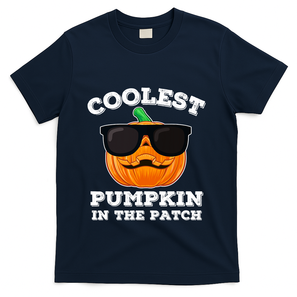 Funny Halloween Coolest Pumpkin In The Patch Gift T-Shirt - Navy