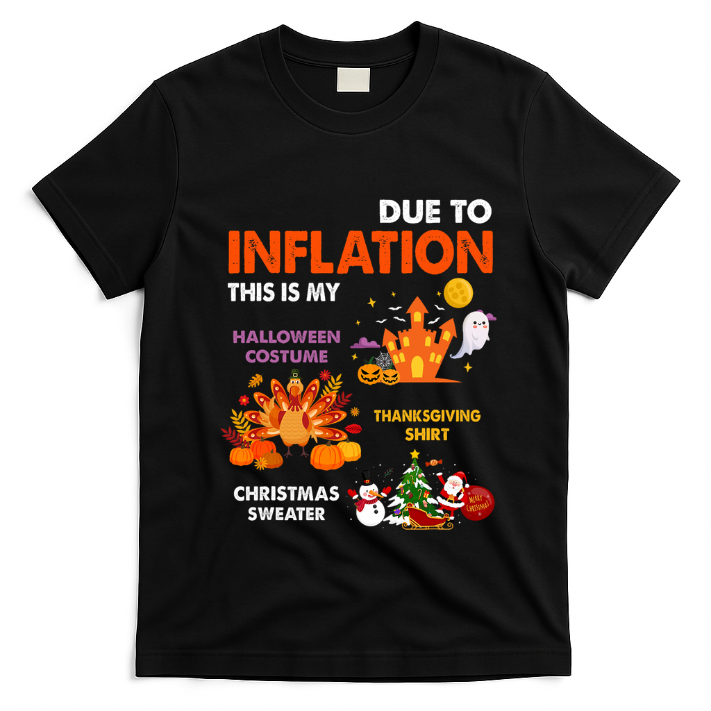 Funny Halloween Costume Thanksgiving Ugly Christmas T-Shirt - Black