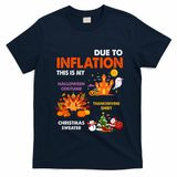 Funny Halloween Costume Thanksgiving Ugly Christmas T-Shirt - Navy Blue