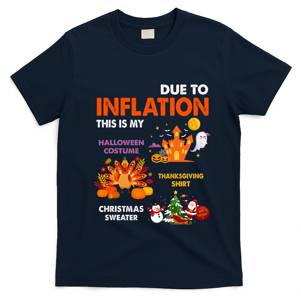 Funny Halloween Costume Thanksgiving Ugly Christmas T-Shirt - Navy Blue