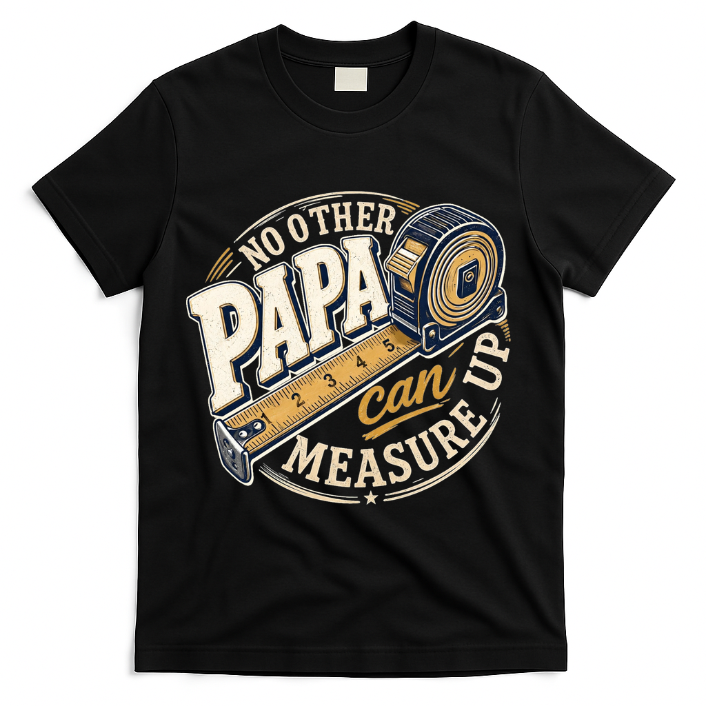 Funny Happy Father's Day No Other Papa Can Measure Up T-Shirt - Black