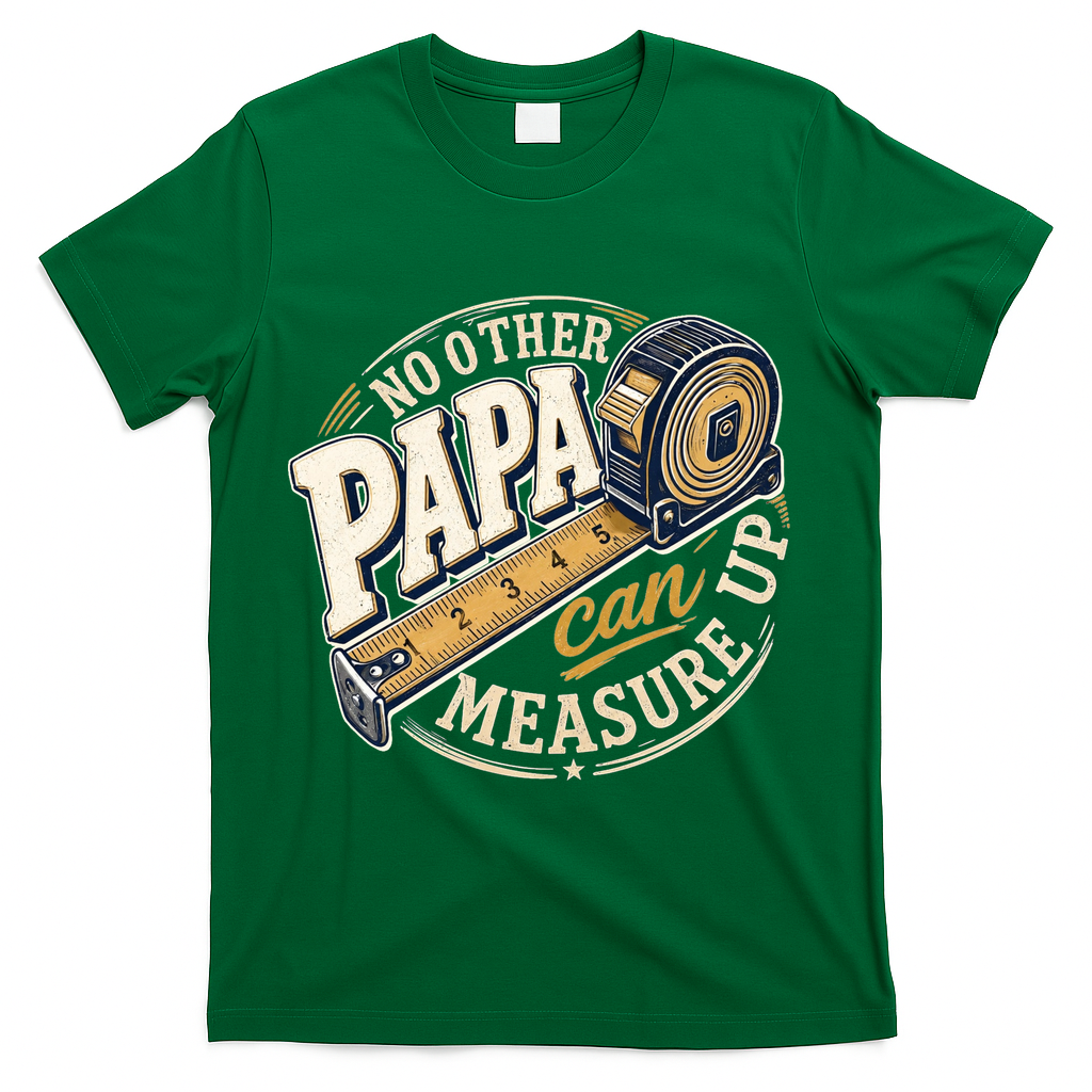 Funny Happy Father's Day No Other Papa Can Measure Up T-Shirt - Green