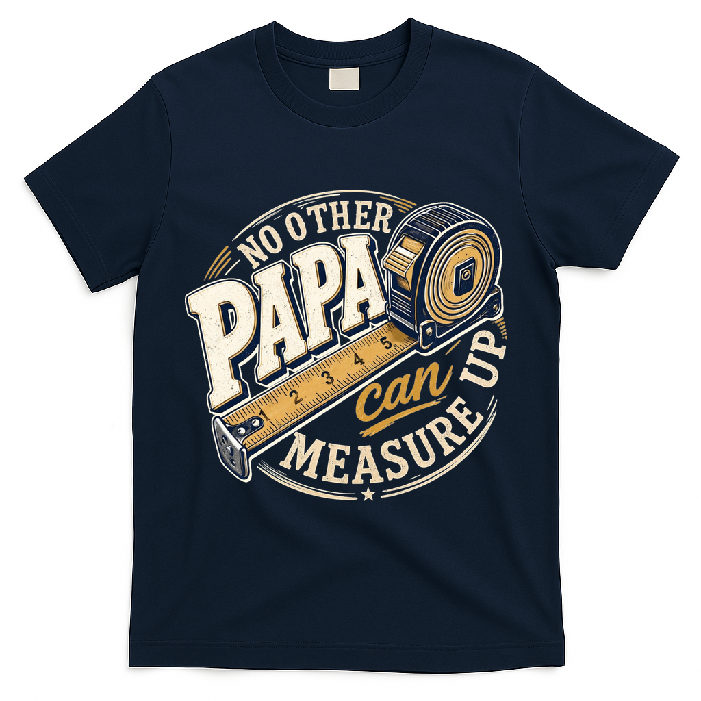 Funny Happy Father's Day No Other Papa Can Measure Up T-Shirt - Navy