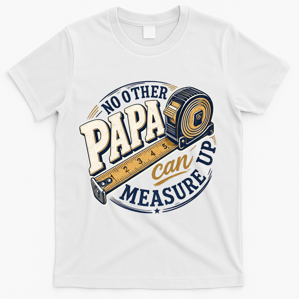 Funny Happy Father's Day No Other Papa Can Measure Up T-Shirt - White
