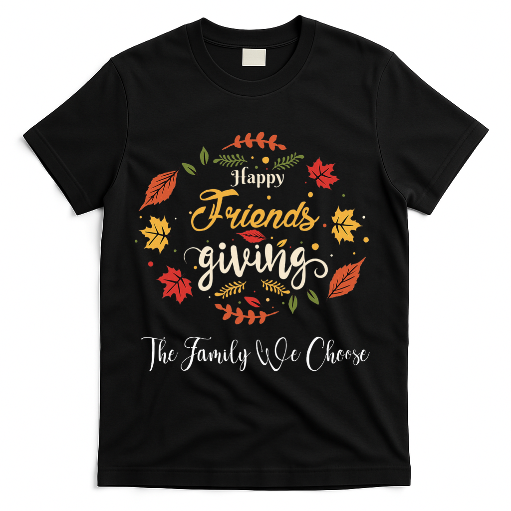 Funny Happy Friendsgiving Turkey Friends Giving T-Shirt - Black