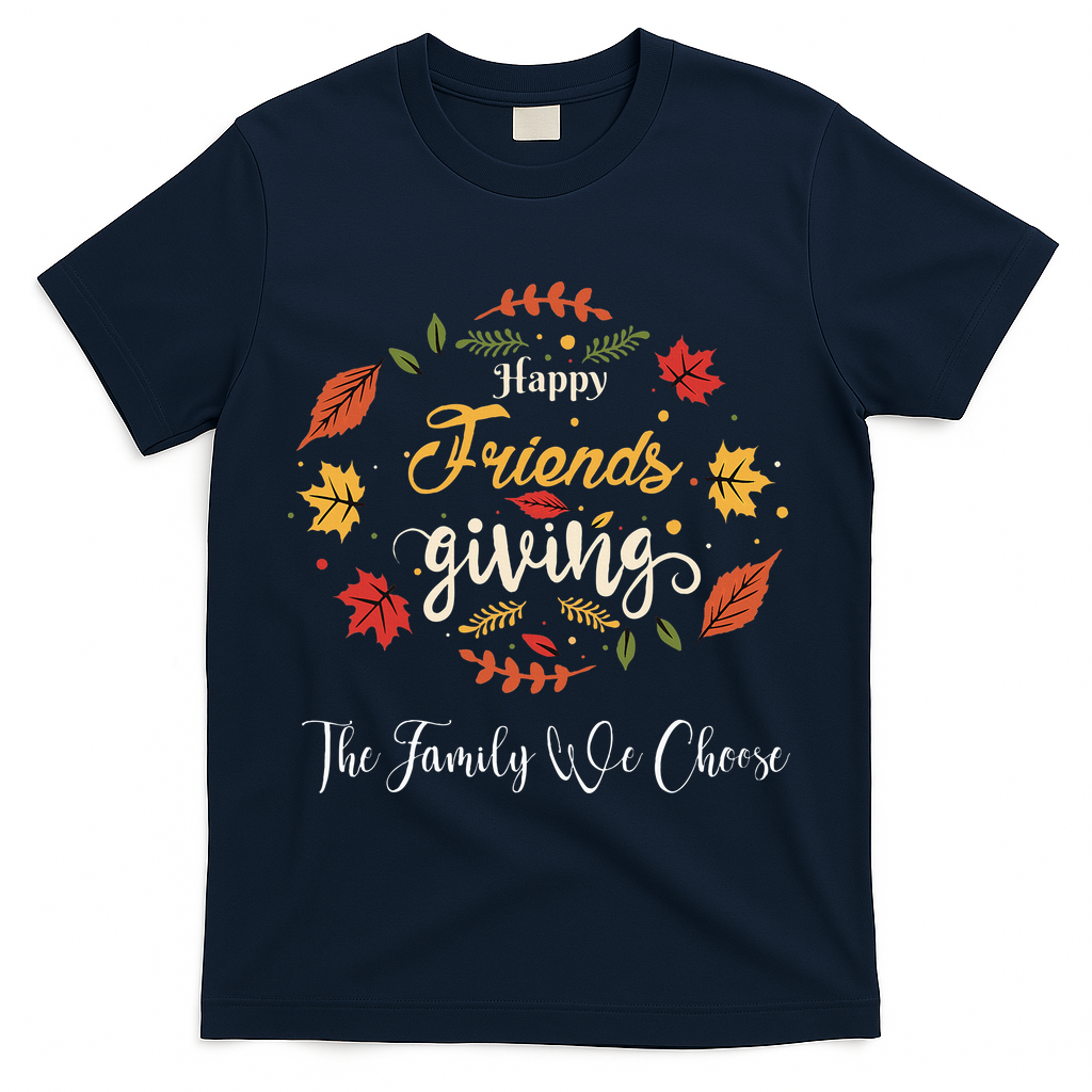 Funny Happy Friendsgiving Turkey Friends Giving T-Shirt - Navy