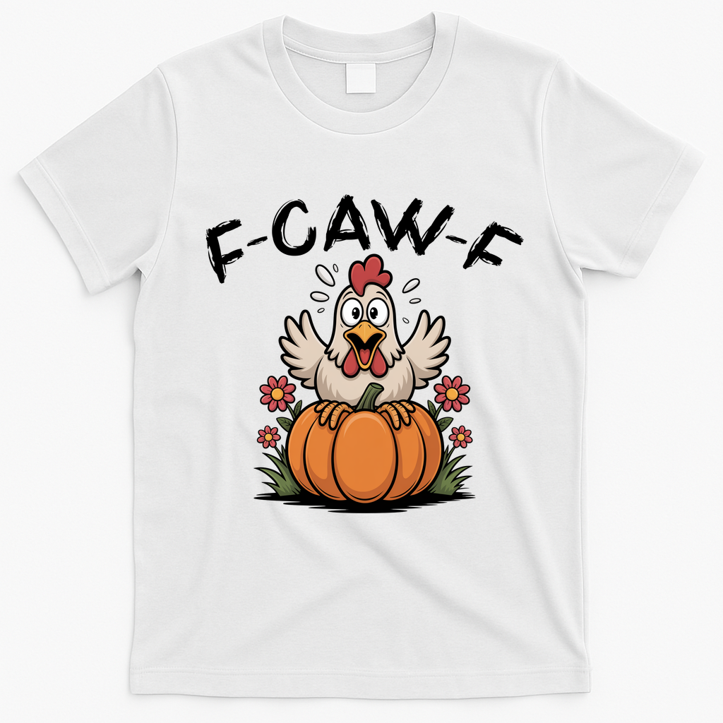 F-Caw-F Halloween Funny Sassy Raven Rooster T-Shirt - White