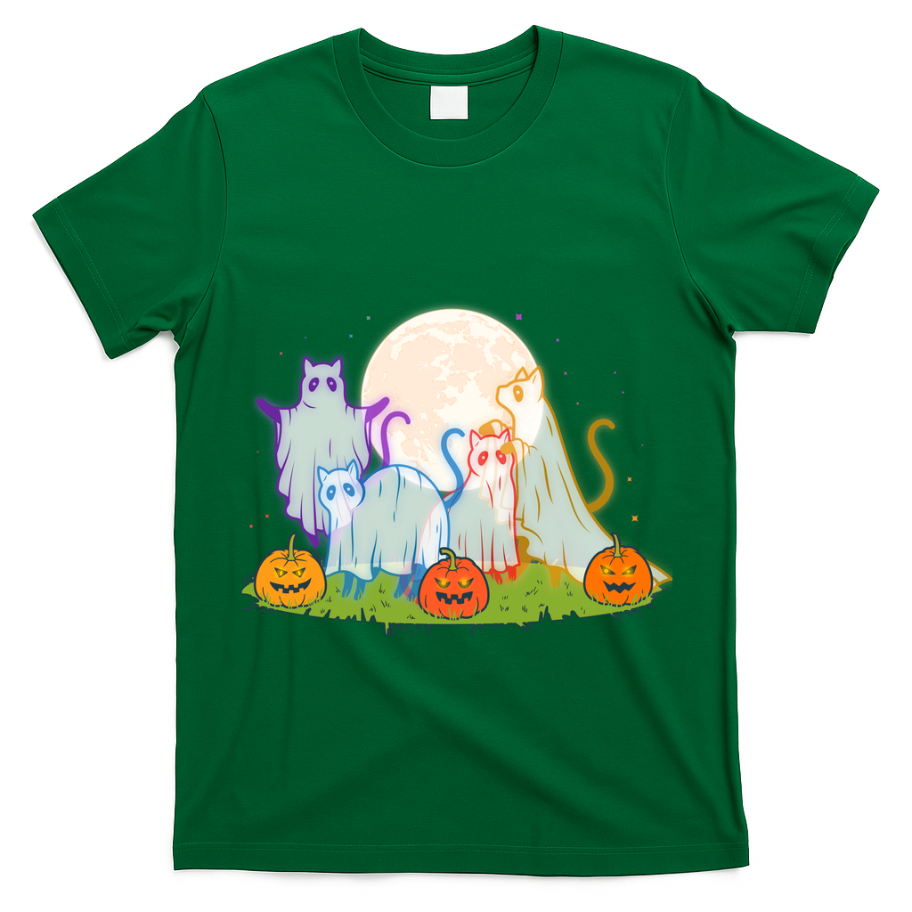 Funny Halloween Ghost Cats T-Shirt