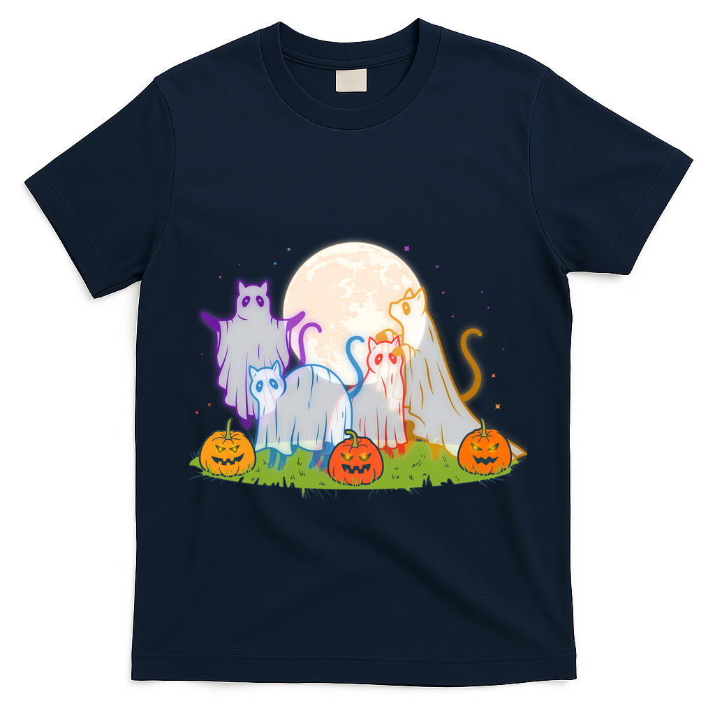 Funny Halloween Ghost Cats T-Shirt