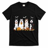 Funny Husky Ghost Dogs Halloween Husky Dog Mom Husky Lover T-Shirt - Black