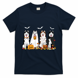 Funny Husky Ghost Dogs Halloween Husky Dog Mom Husky Lover T-Shirt - Navy Blue