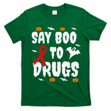 Funny Halloween Gift Say Boo To Drugs Awareness Red Ribbon T-Shirt - Irish Green