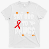 Funny Halloween Gift Say Boo To Drugs Awareness Red Ribbon T-Shirt - White