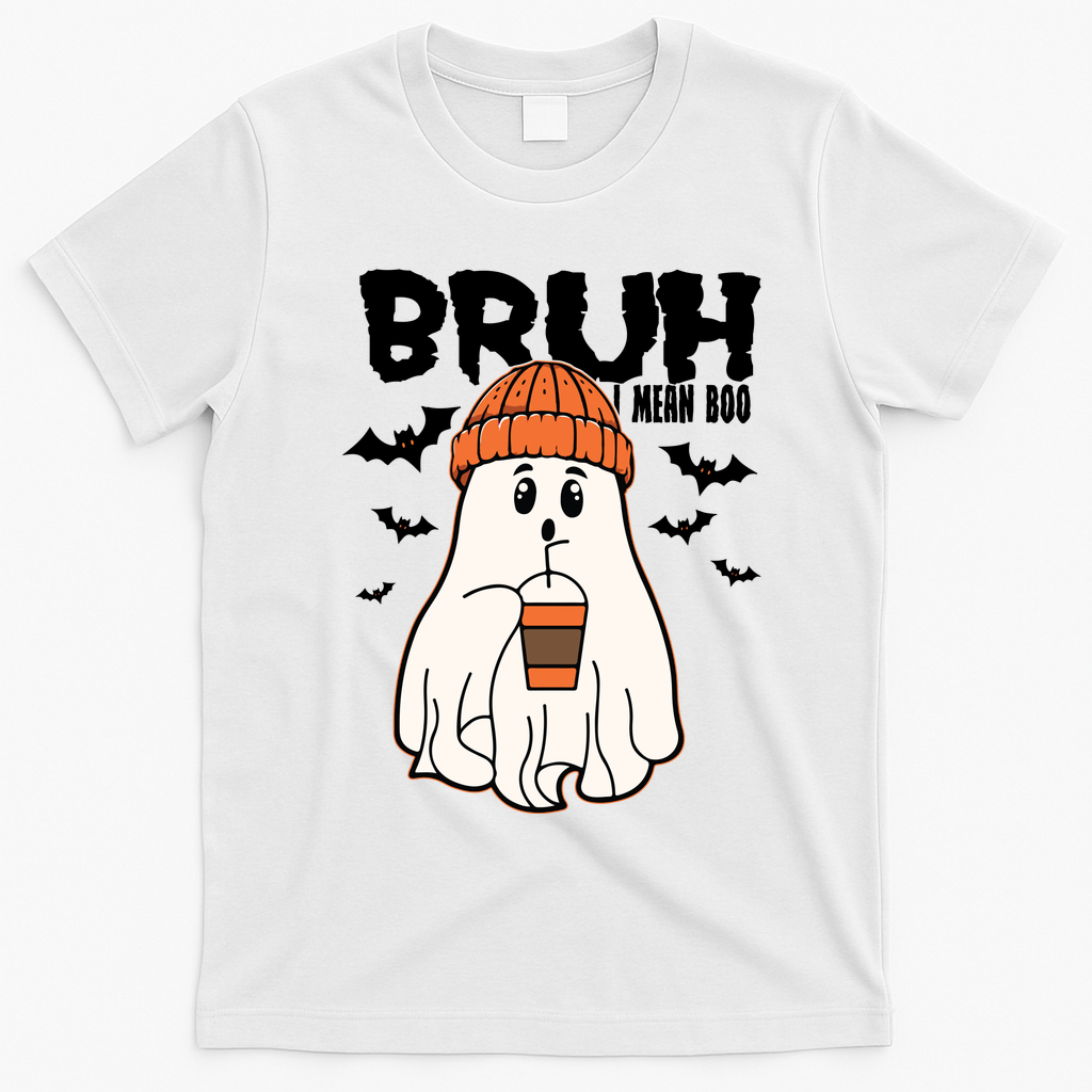 Funny Halloween Ghost Bruh I Mean Boo T-Shirt - White