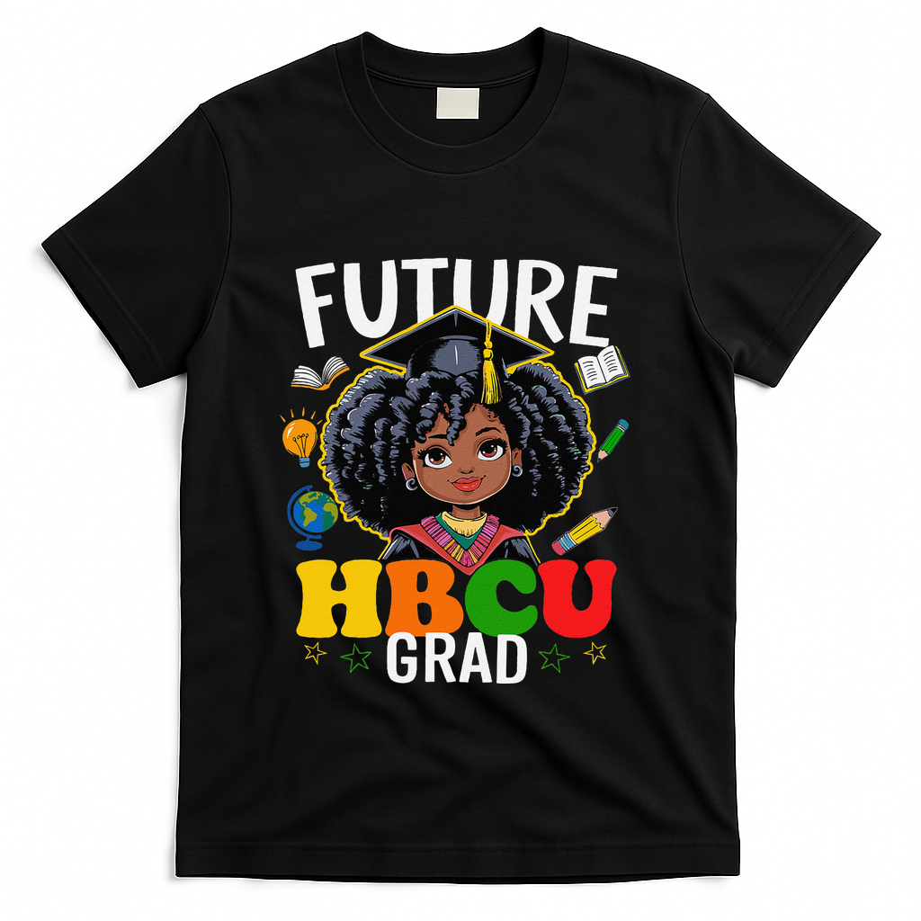 Future Hbcu Grad Afro Black History Month T-Shirt - Black