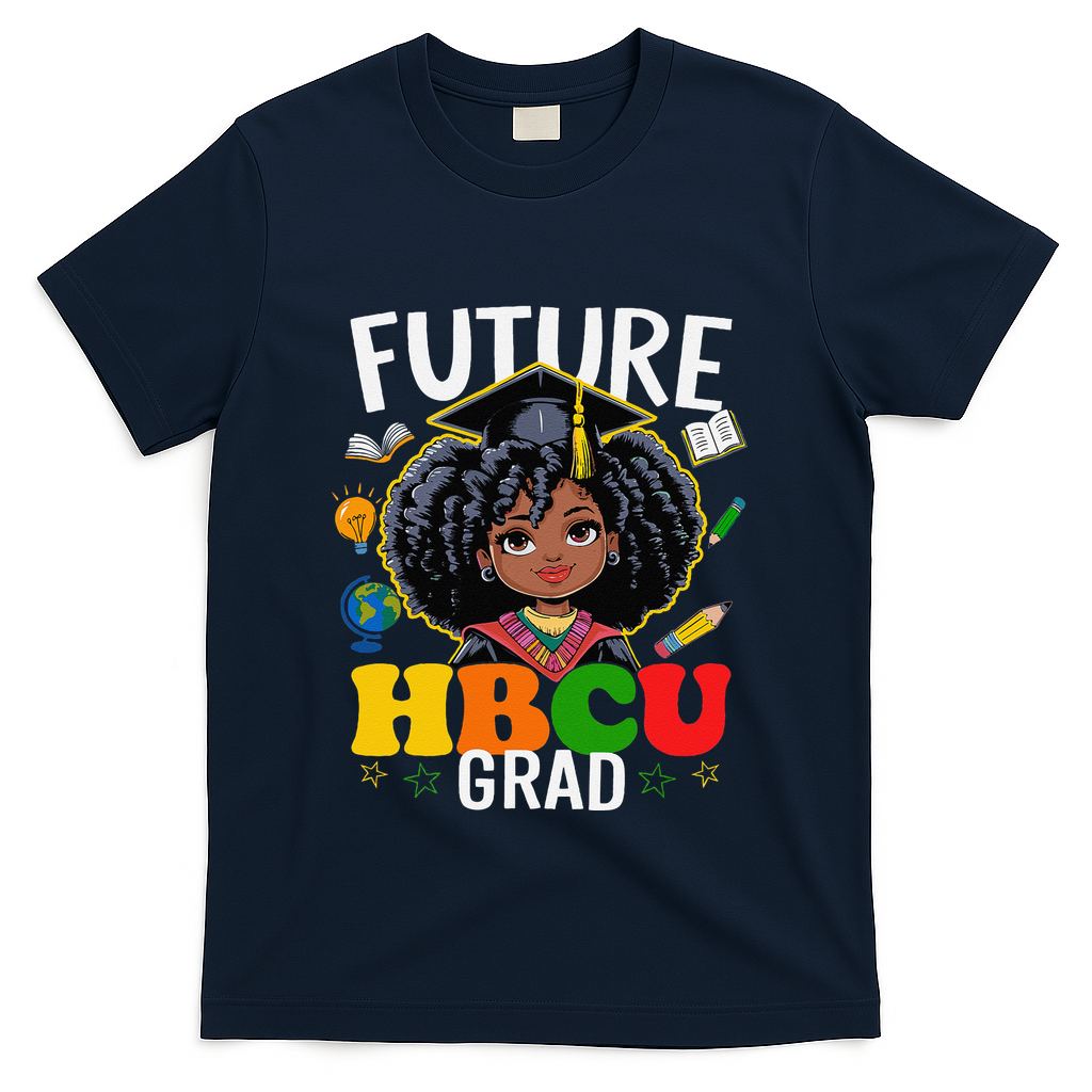 Future Hbcu Grad Afro Black History Month T-Shirt - Navy