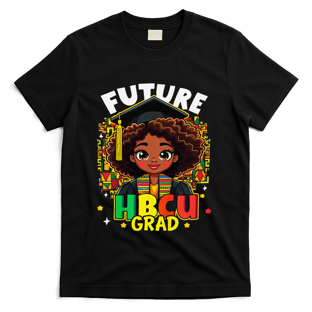 Future Hbcu Grad Black Girl Afro Black History Month T-Shirt - Black