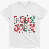Festive Holly Jolly Christmas Faux Yarn T-Shirt - White