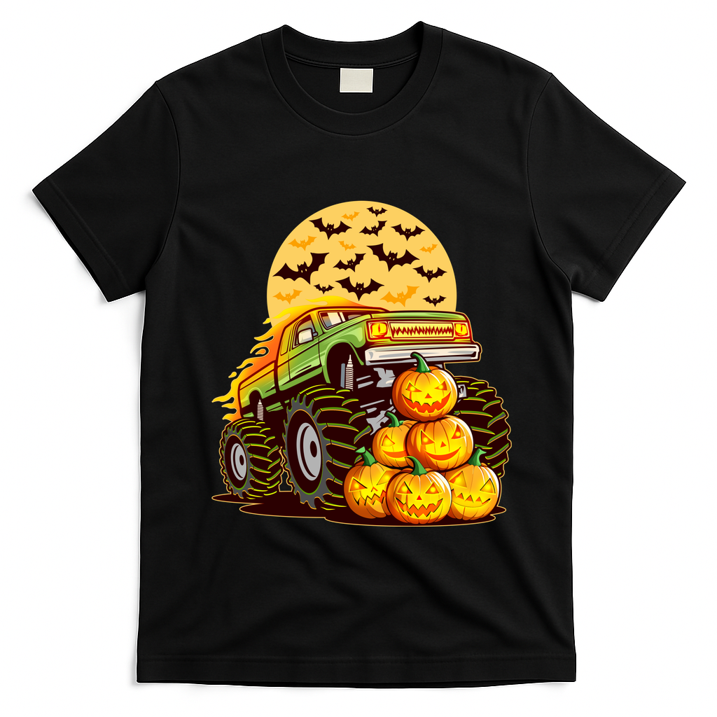 Funny Halloween Monster Truck T-Shirt - Black