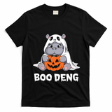 Funny Halloween Moo Deng Baby Hippo Boo Deng Ghost Costume T-Shirt - Black