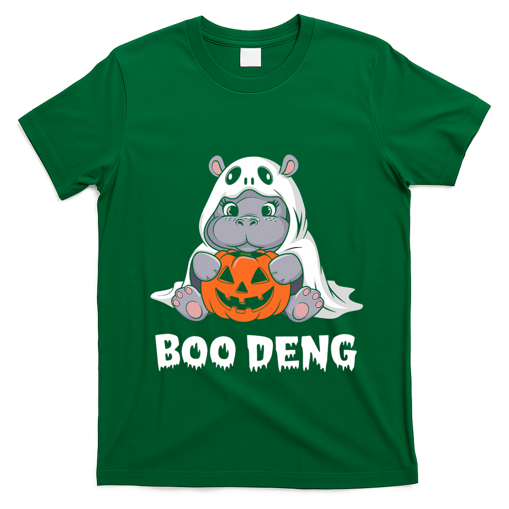 Funny Halloween Moo Deng Baby Hippo Boo Deng Ghost Costume T-Shirt - Irish Green