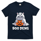 Funny Halloween Moo Deng Baby Hippo Boo Deng Ghost Costume T-Shirt - Navy Blue