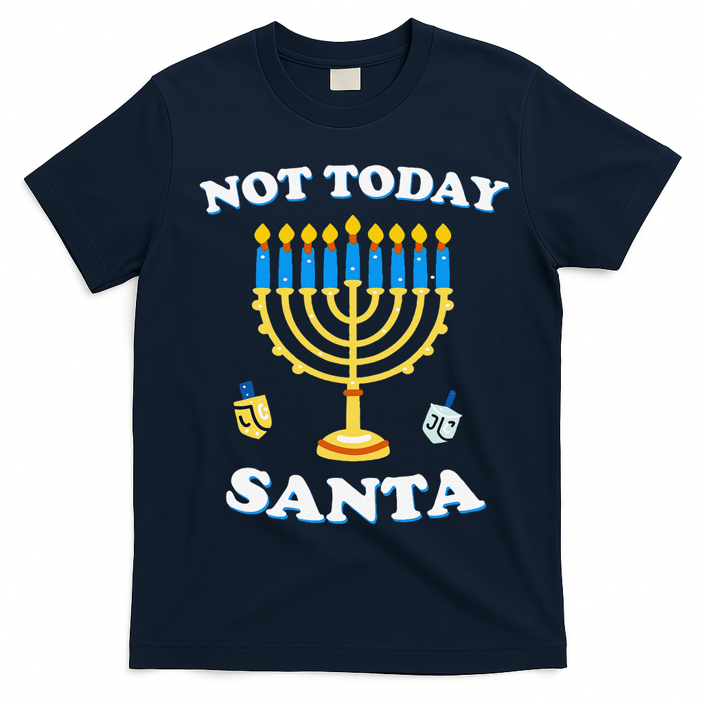 Funny Hanukkah Not Today Santa Jewish Chanukah T-Shirt - Navy Blue