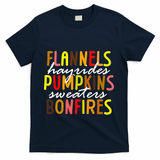 Flannels Hayrides Pumpkins Sweaters Bonfires T-Shirt - Navy