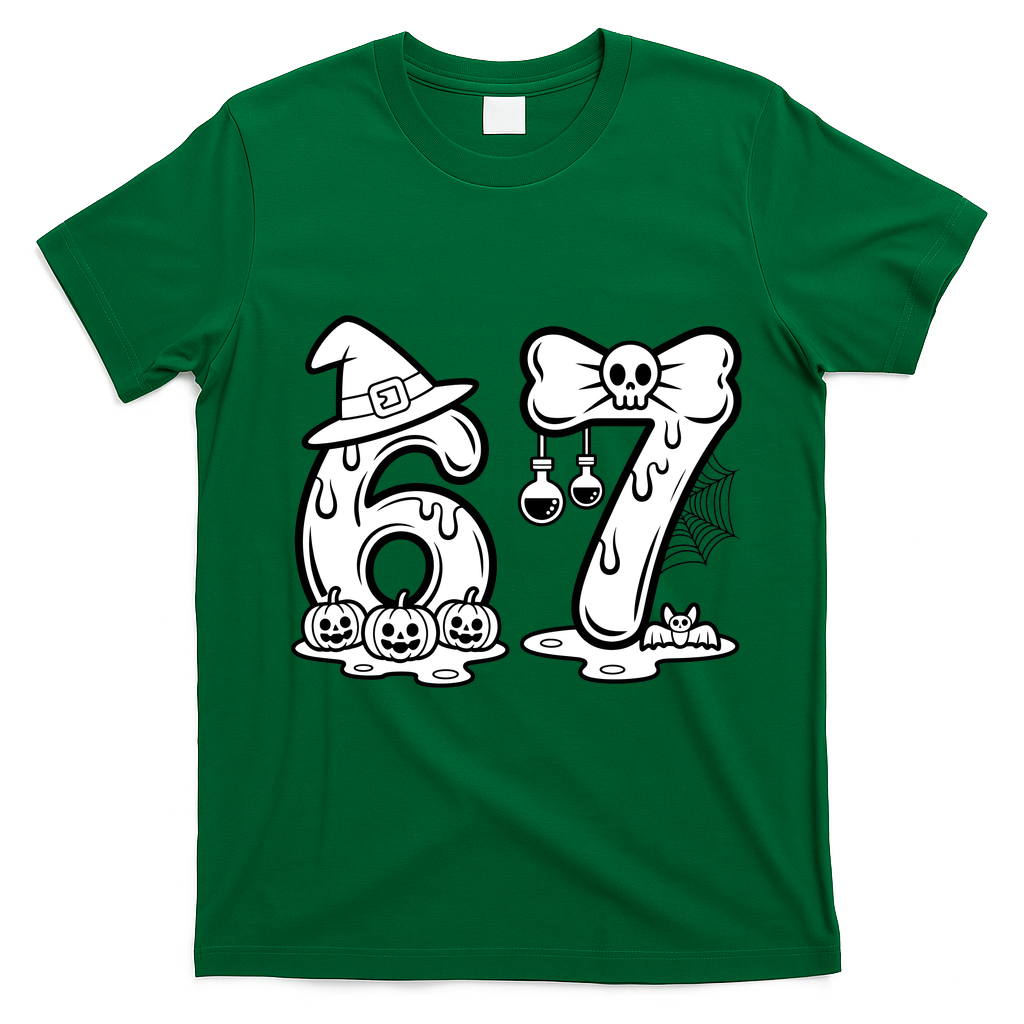 Funny Halloween Six Seven 67 Meme 6-7 T-Shirt - Irish Green