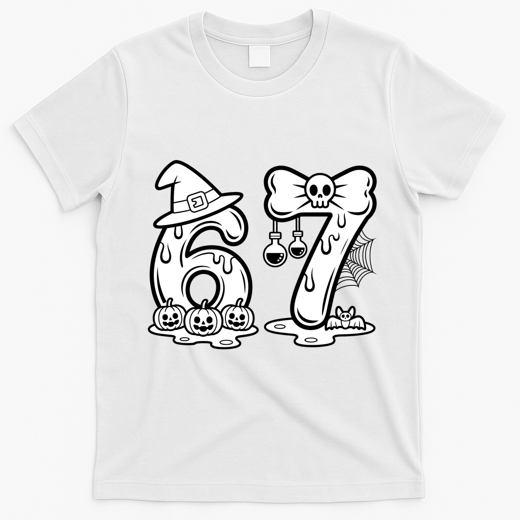 Funny Halloween Six Seven 67 Meme 6-7 T-Shirt - White