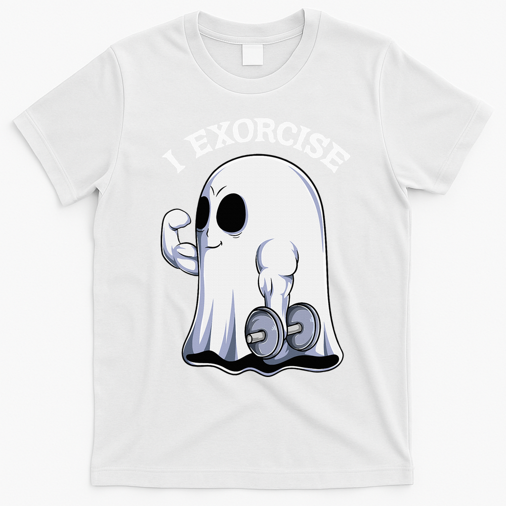 Funny Halloween Workout Ghost Exorcise Fitness Shirt T-Shirt - White