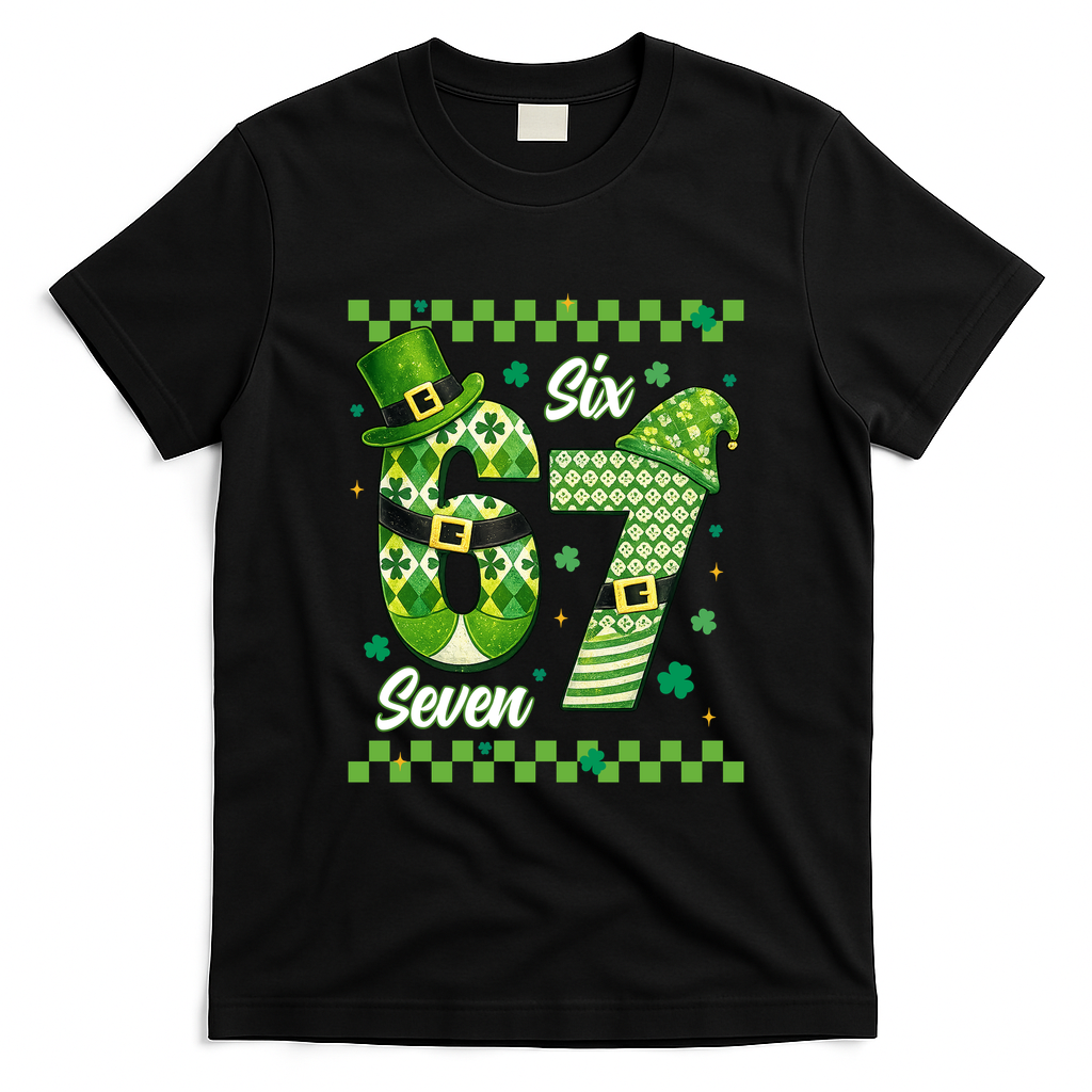 Funny Irish 67 Six Seven 6-7 Meme Happy St Patrick's Day T-Shirt