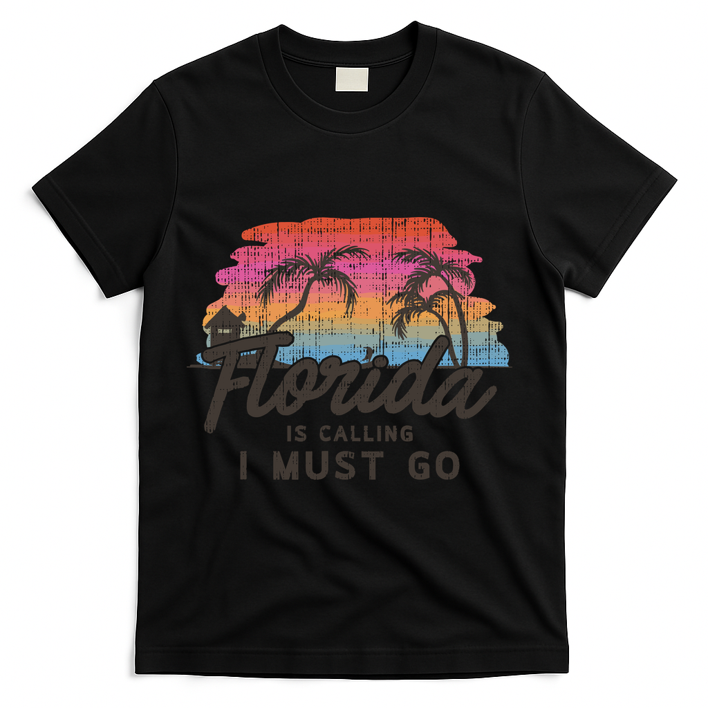 Florida Is Calling I Must Go Summer Vacation Gift T-Shirt - Black