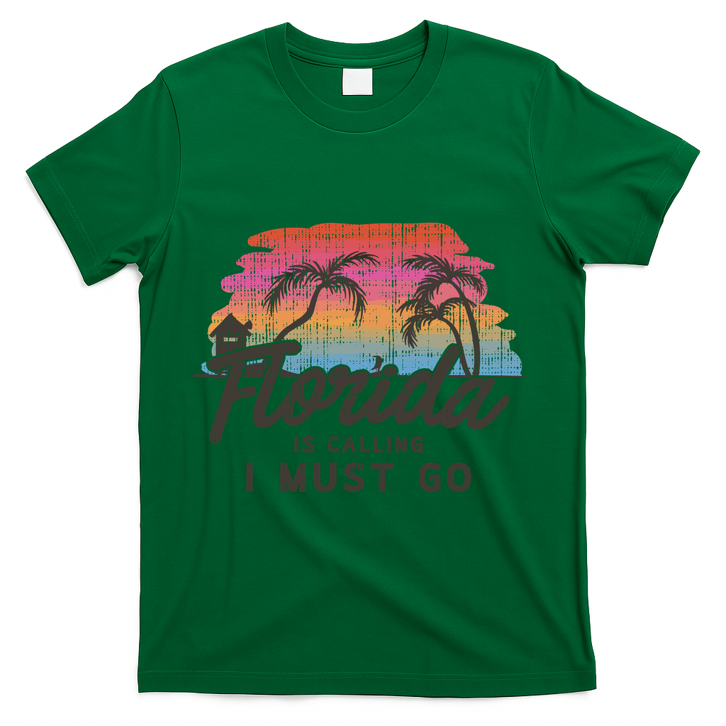 Florida Is Calling I Must Go Summer Vacation Gift T-Shirt - Green