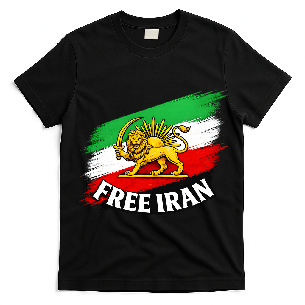 Free Iran Iranian Flag Lion T-Shirt