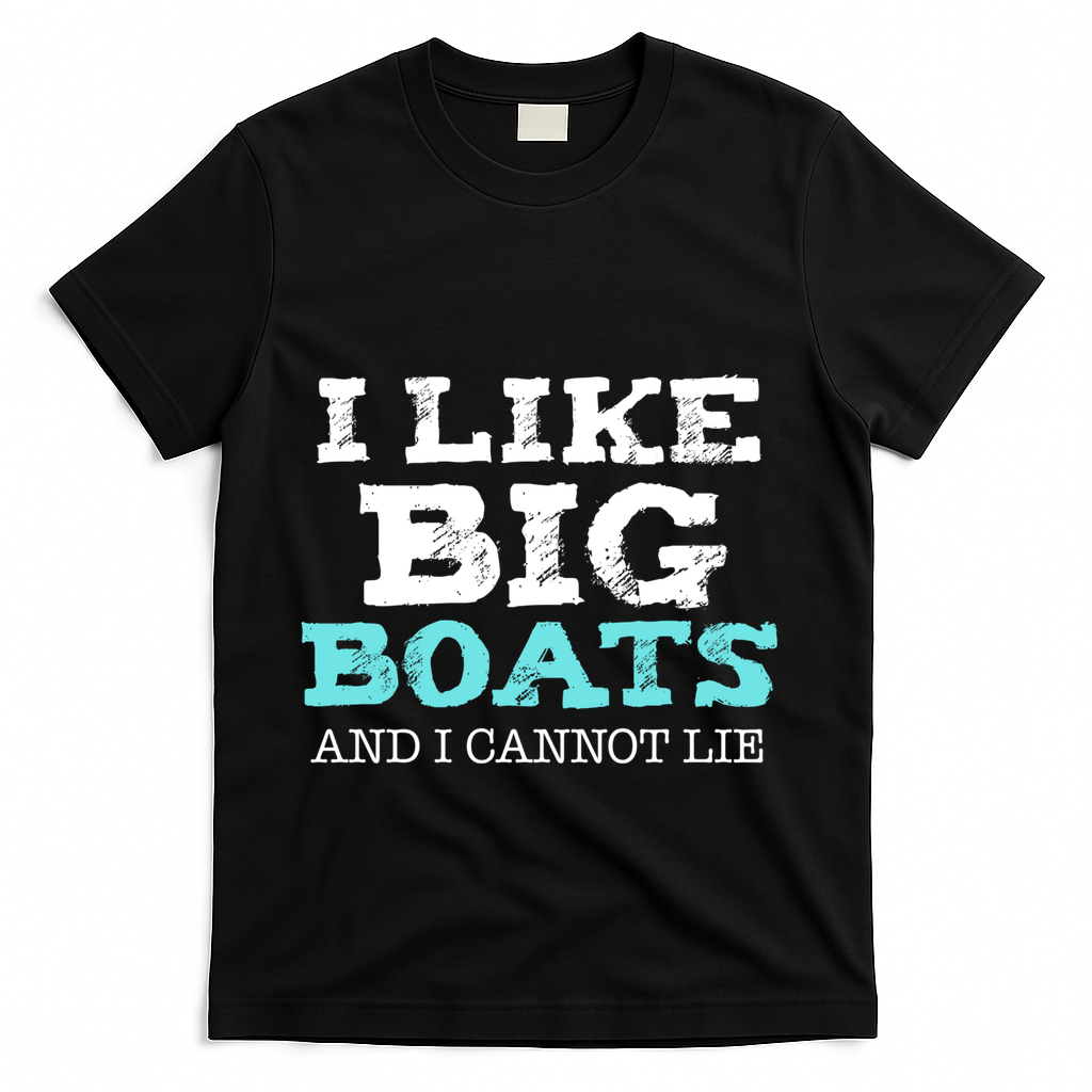 Funny I Like Big Boats And I Cannot Lie Cruise Boating Gift T-Shirt - Black