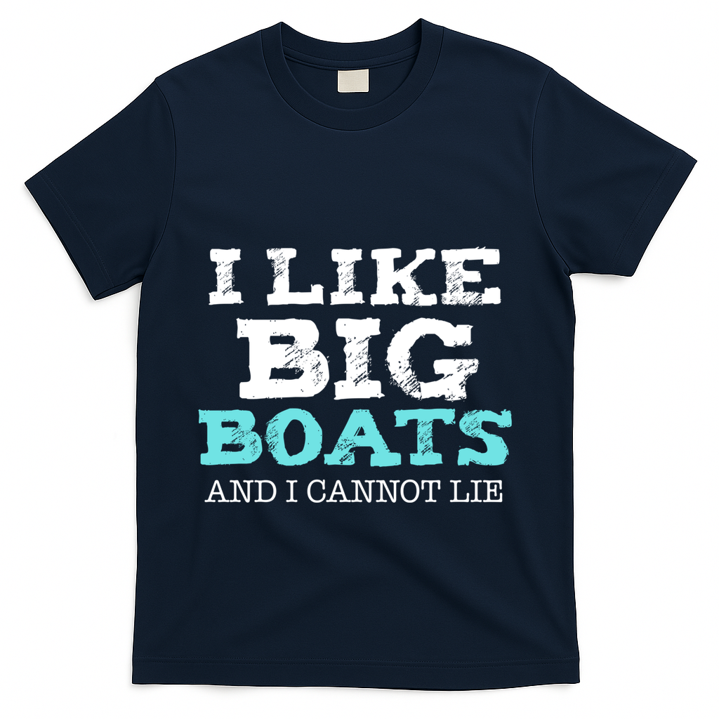 Funny I Like Big Boats And I Cannot Lie Cruise Boating Gift T-Shirt - Navy