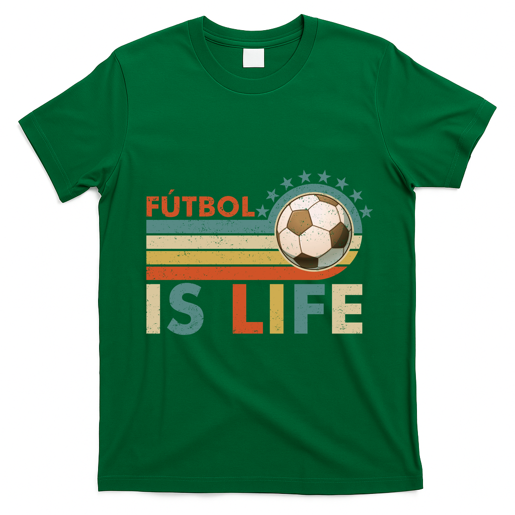 Fútbol Is Life Vintage Soccer Graphic for Fans T-Shirt - Irish Green