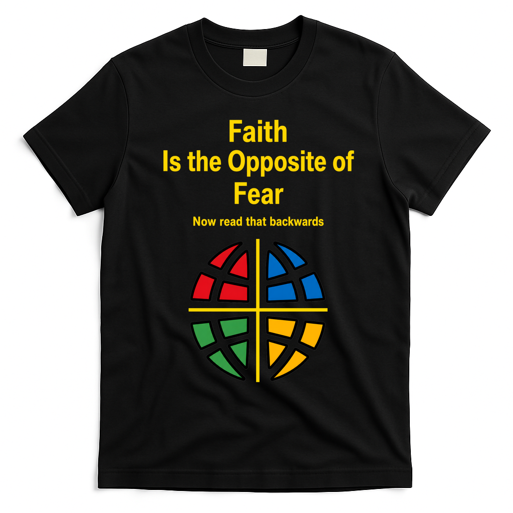 Faith is the Opposite of Fear Motivational Quote Apparel T-Shirt - Black