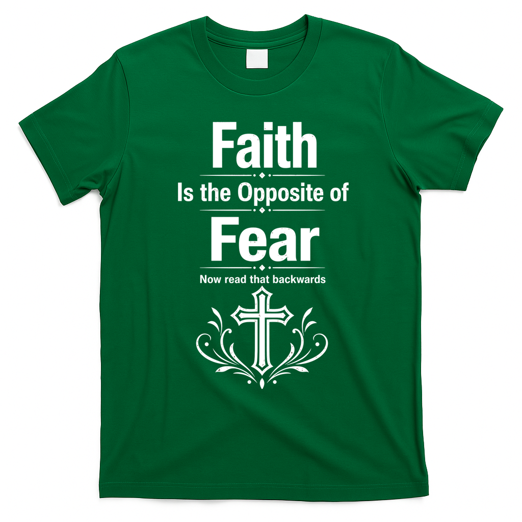 Faith Is The Opposite Of Fear Now Read That Backwards T-Shirt - Irish Green