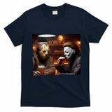 Funny Jason And Michael Halloween Drink Beer T-Shirt - Navy Blue
