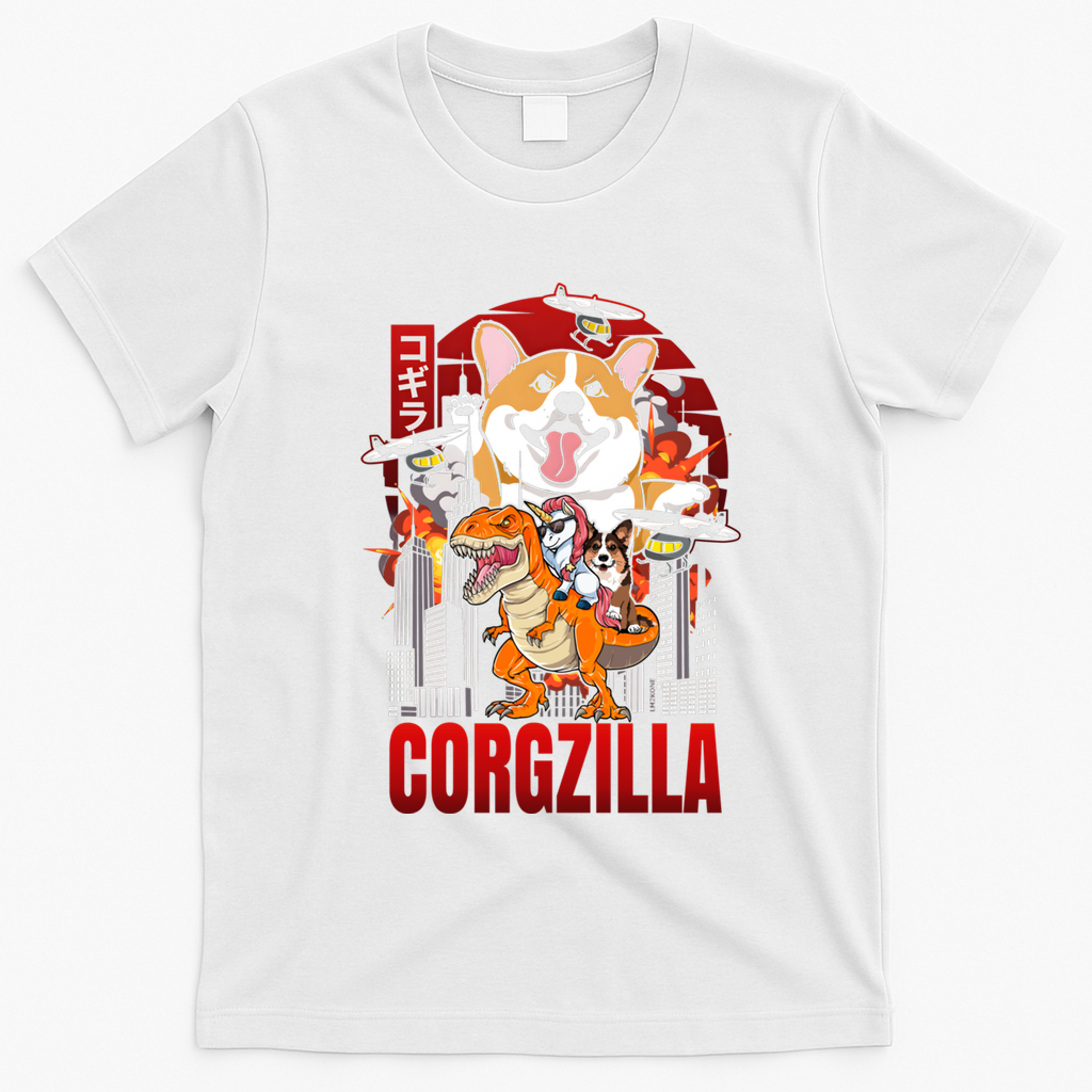 Funny Japanese Corgzilla Unicorn Funny Dog Corgi Lovers Great Gift T-Shirt - White