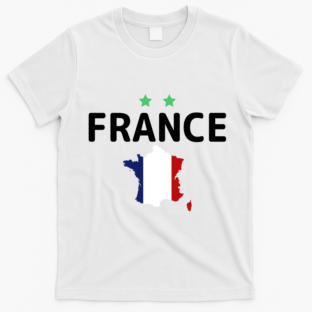 France Jersey Soccer Fan Map Flag T-Shirt - White