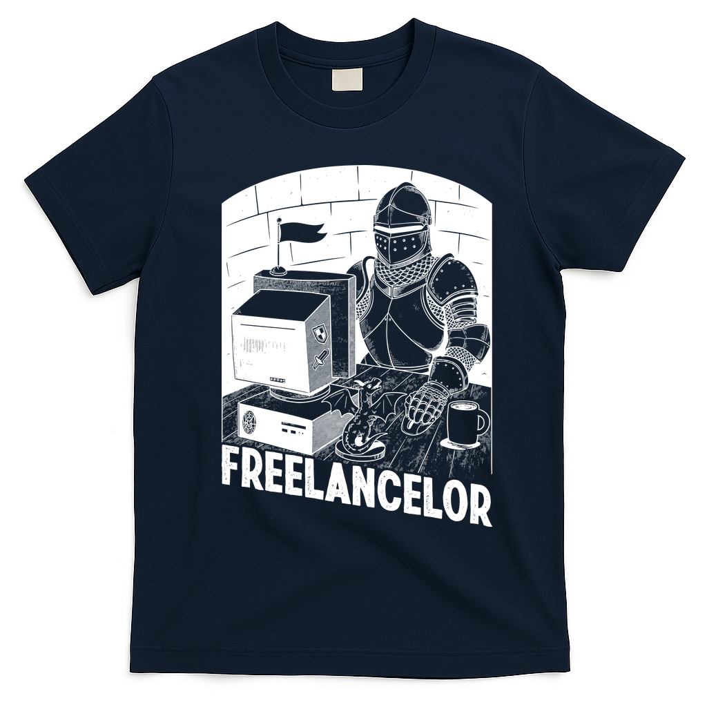 Freelancer Knight Gaming Vintage Funny Gamer T-Shirt - Navy Blue